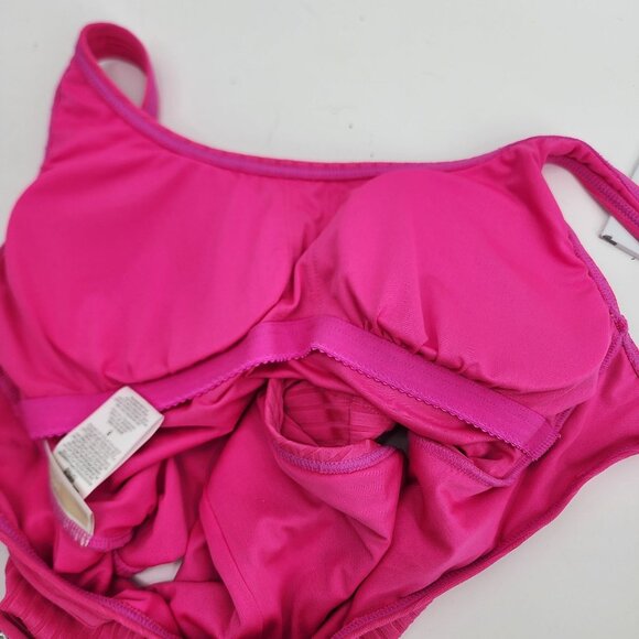 Michael Kors Size 8 Hot Pink Ribbed Wireless One Piece Swimsuit NWOT - Picture 6 of 8